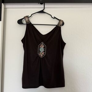 Y2K beaded tank in brown
